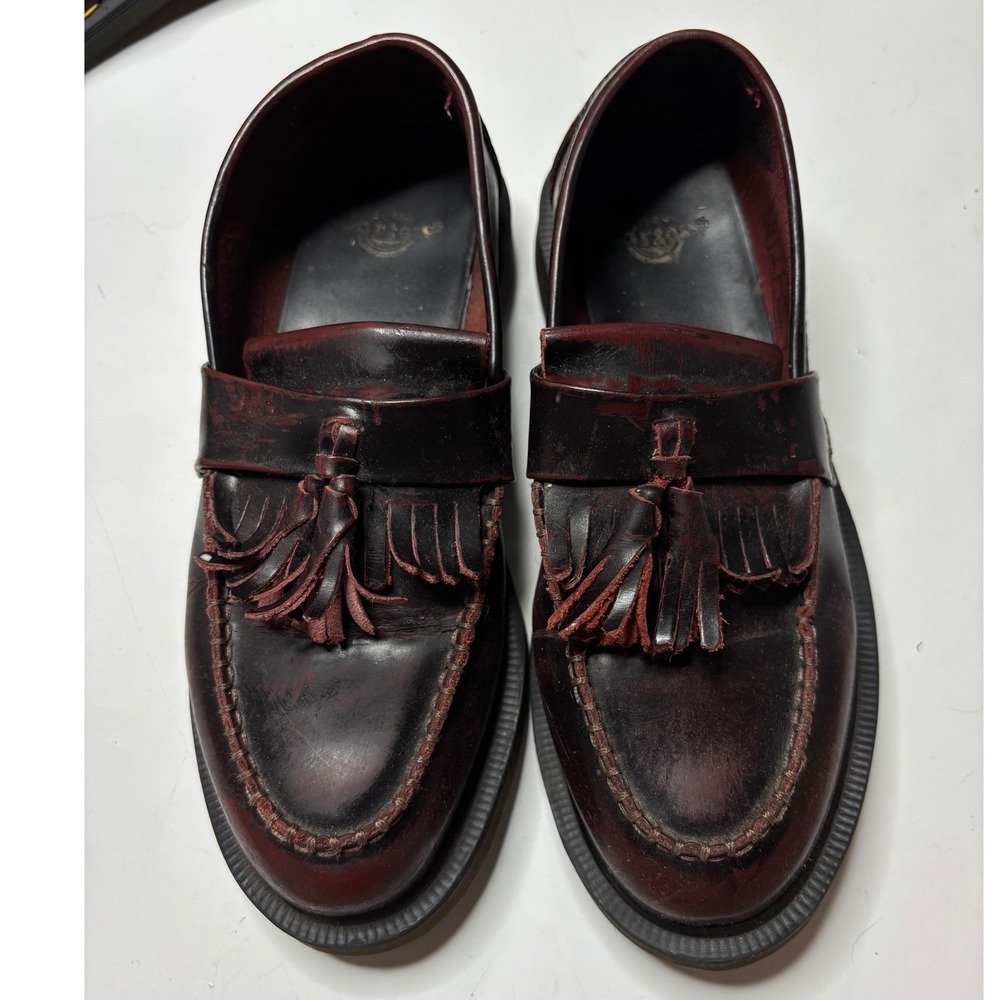 Dr. Martens Adrian Tassel Loafers Burgundy Leather Shoes Mens 6 Womens 7